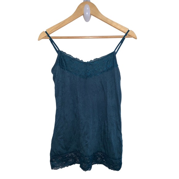 Maurices Tops - Maurices Camisole Teal Lace Trim Spaghetti Strap Tank Top Women's Medium